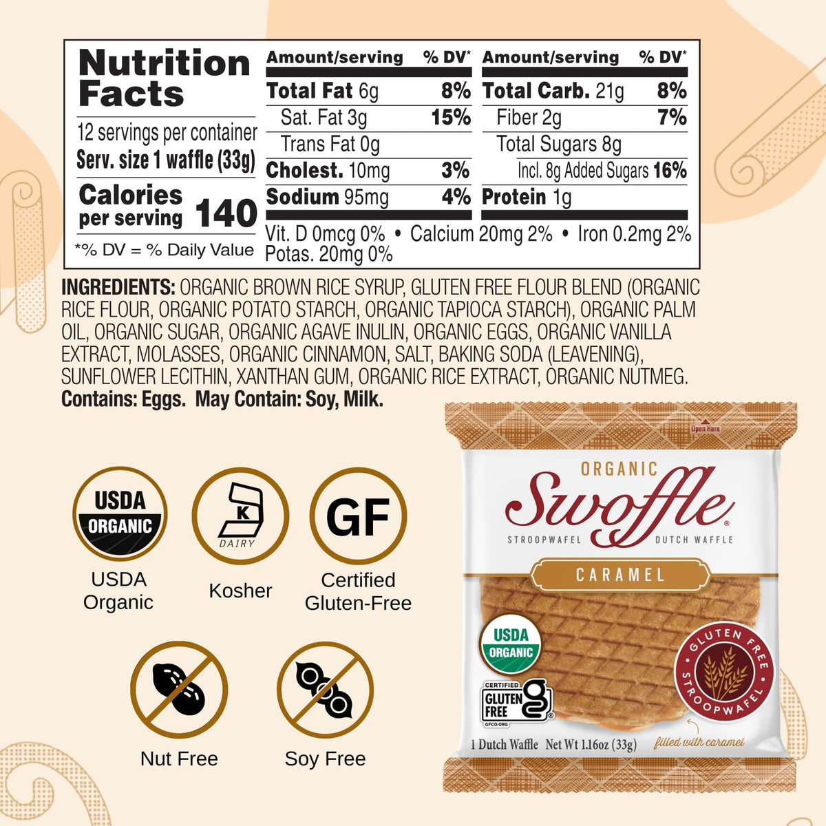 Swoffle caramel-filled cross-section reveals creamy caramel center for a satisfying bite.