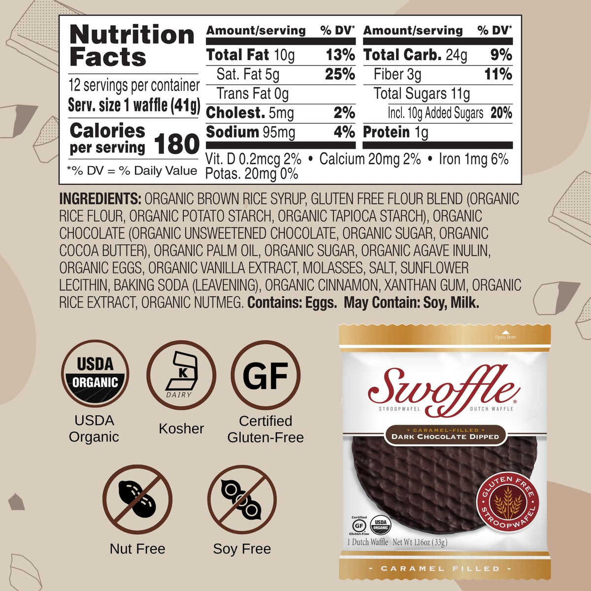 Swoffle four individually wrapped stroopwafels, convenient on-the-go snack.