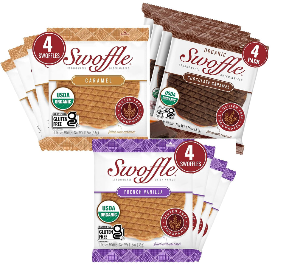 Swoffle gluten-free variety pack of stroopwafels, perfect for sharing