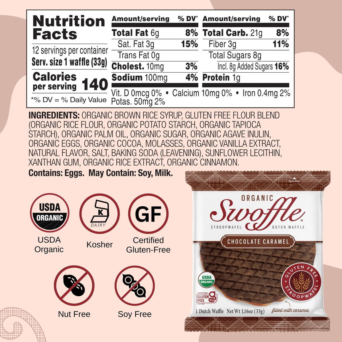 Swoffle gluten-free Stroopwafels pack, perfect snack on the go