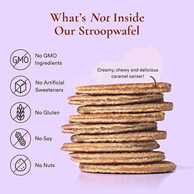 Swoffle Stroopwafel dipping into coffee scene suggests cozy indulgence.