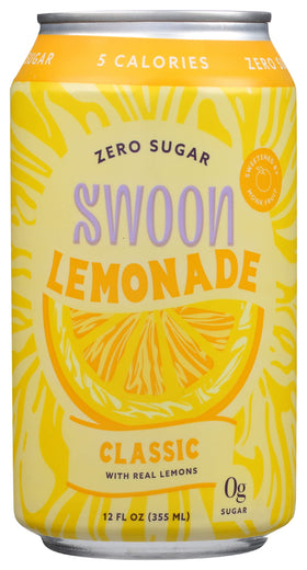 Swoon Classic Lemonade 12-pack front view, zero sugar option for light, refreshing sips