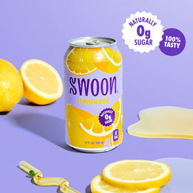 Swoon Classic Lemonade bottle close-up emphasizes natural lemon juice concentrate.