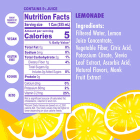 Swoon Classic Lemonade label detail shows vitamin C content and natural sweeteners.