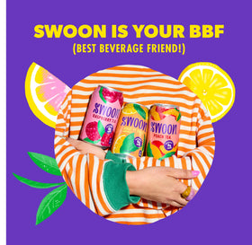 Swoon 12-can pack on the counter, easy selection for family drinks.