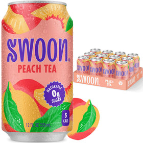 Swoon Peach Tea can front view showing zero sugar keto refreshment