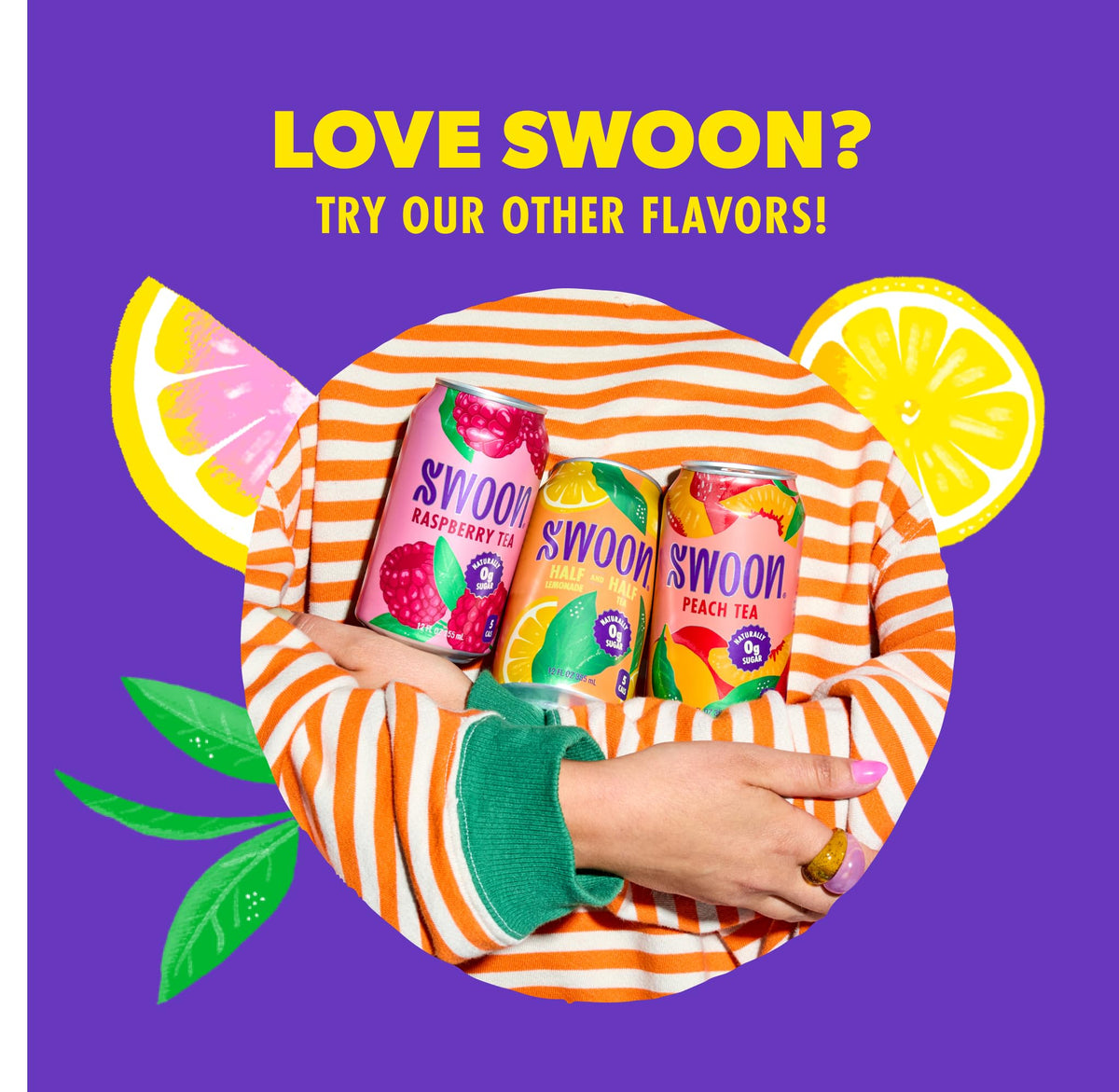 12-pack display of Swoon Perfectly Sweet Green Tea for quick refreshment.