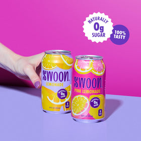 Swoon Pink Lemonade bottle—berry twist with zero sugar, ideal for sunny gatherings.