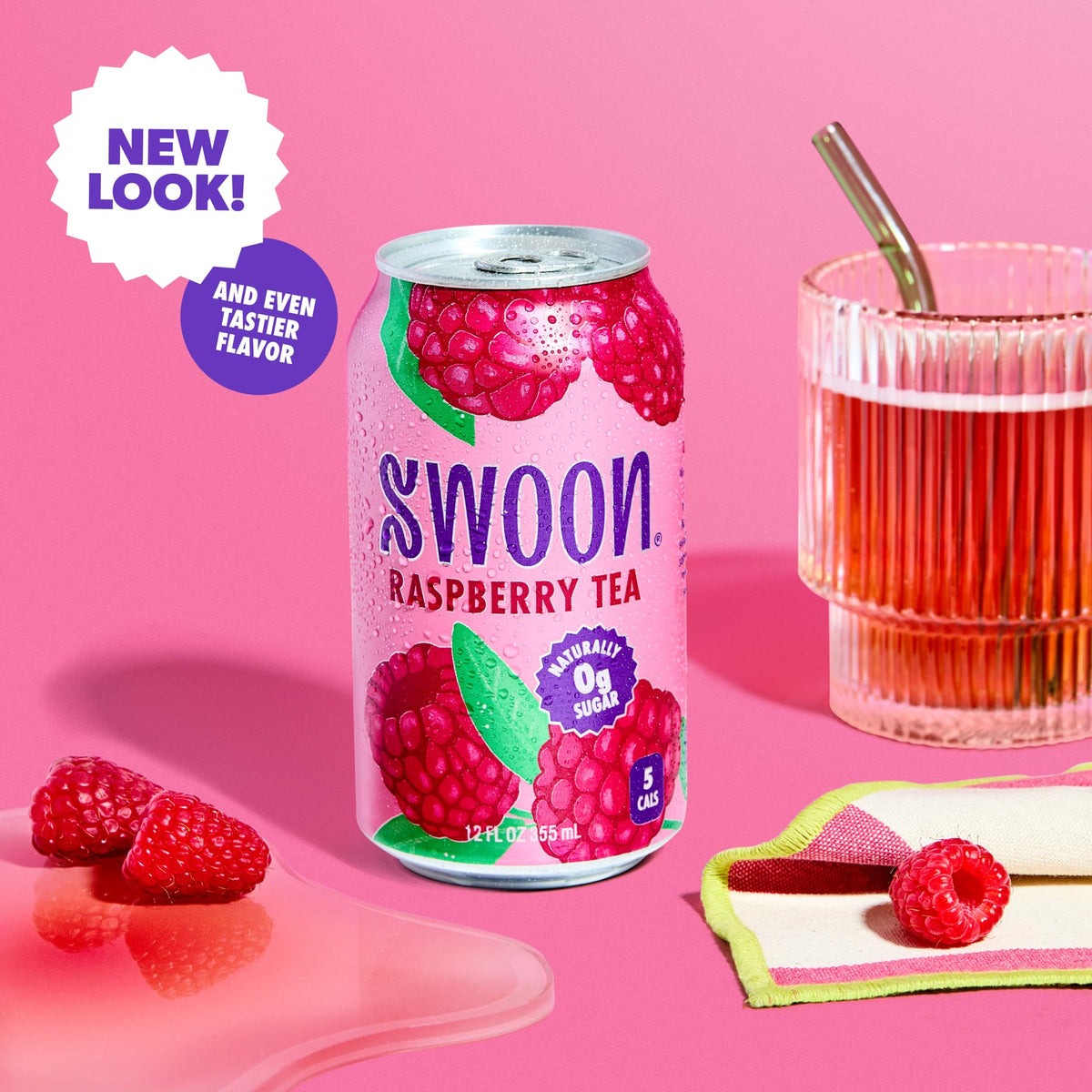 Swoon Raspberry Iced Tea on a sunlit porch setting