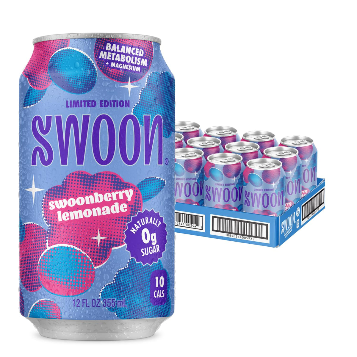 Swoon Swoonberry Lemonade bottle on table highlights zero sugar and magnesium