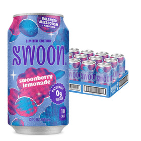 Swoon Swoonberry Lemonade bottle on table highlights zero sugar and magnesium