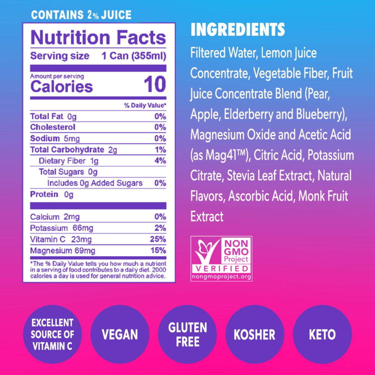 Swoon Swoonberry Lemonade label close-up emphasizes pronounceable ingredients