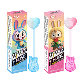 Swoot blue heart-shaped lollipop with whistle for party favors.