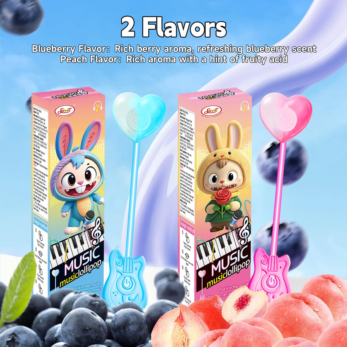 Swoot two-pack gift-ready lollipops in blue and pink.