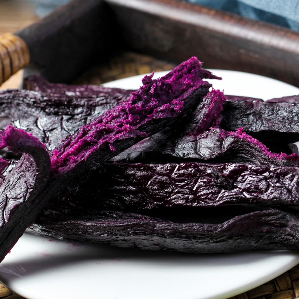 SXET Dried Purple Potatoes eight chewy pieces per bag shown in packaging.