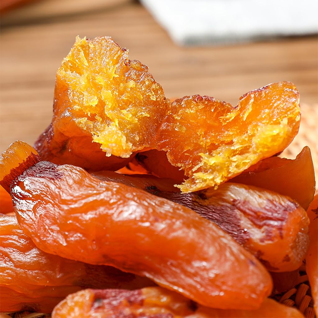 SXET dried sweet potatoes texture closeup highlights chewy, naturally sweet bite.