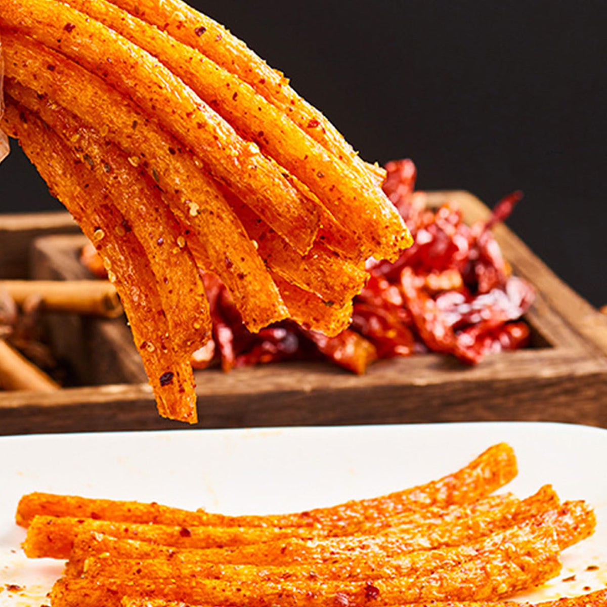 SXETBEAN Latiao spicy strips opening bag reveals ready-to-eat pieces.
