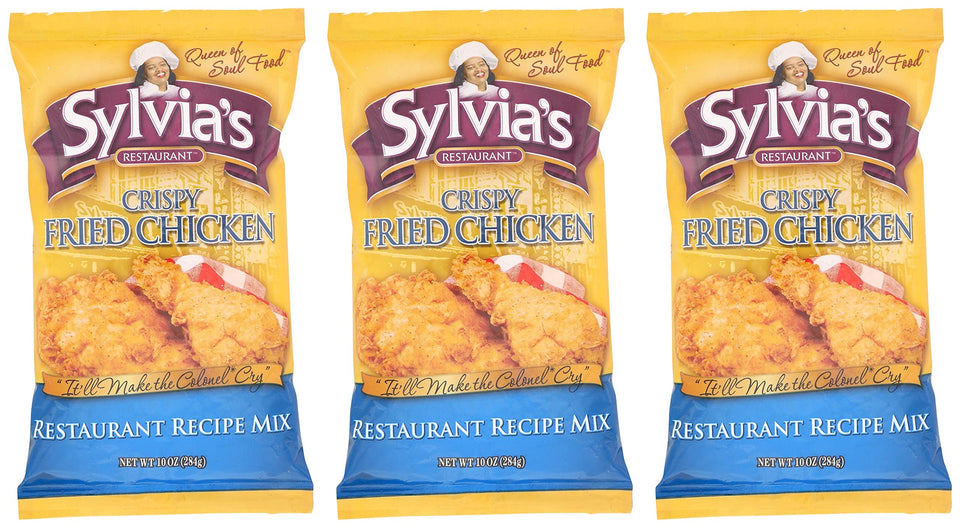 Sylvia's Crispy Chicken Mix label on packaging, ideal for quick home fried chicken