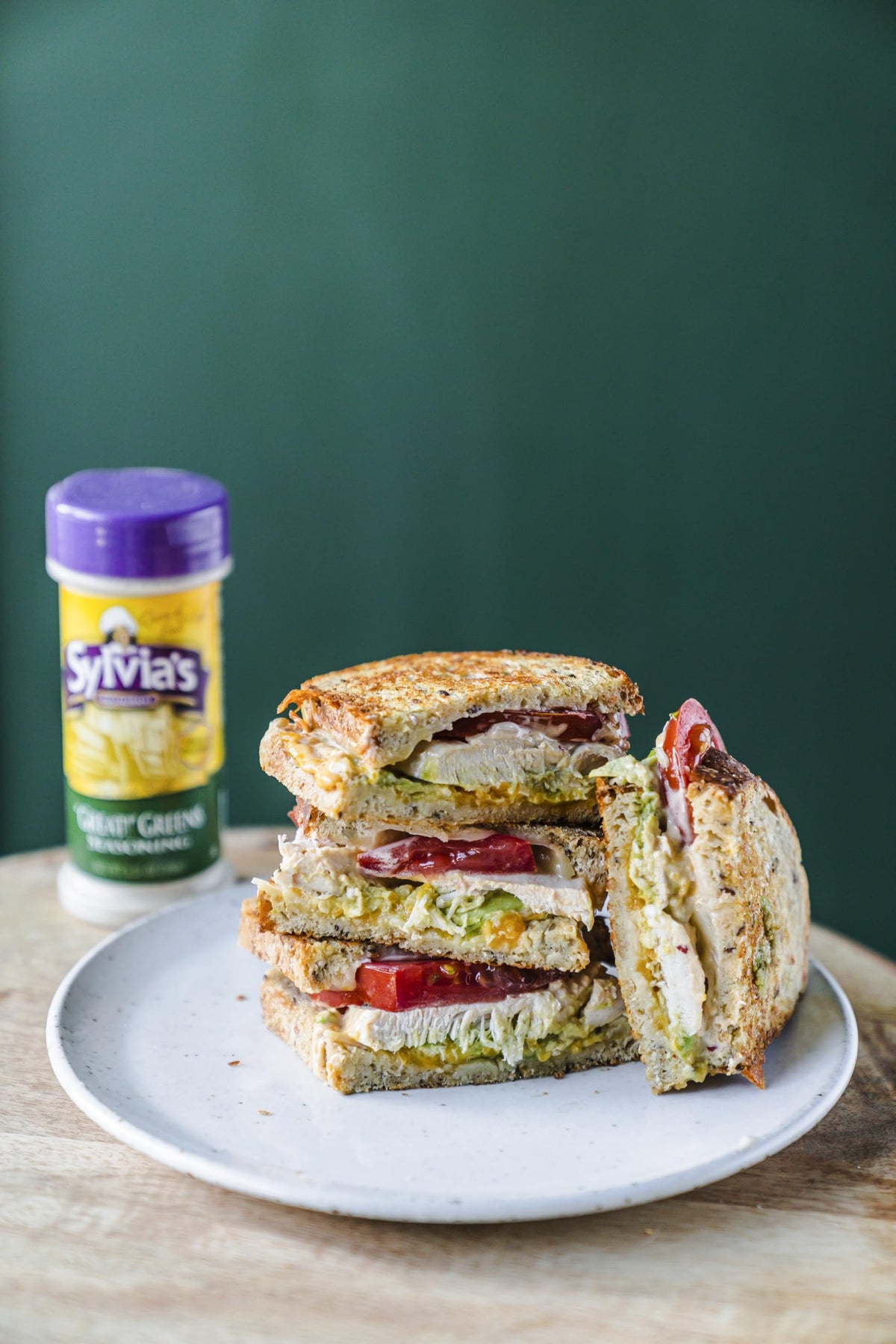 Sylvia's Great! Greens Seasoning jar label highlights all-purpose veggie seasoning