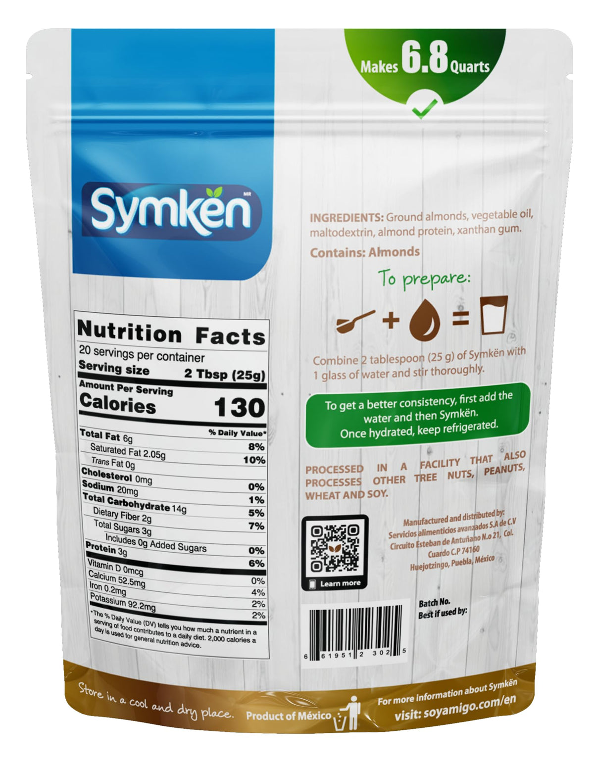 SYMKEN Almond Milk Powder being poured into a glass for everyday use