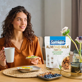SYMKEN Almond Milk Powder in a smoothie bowl for a creamy plant-based boost
