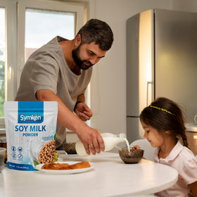 SYMKEN Sugar-free Soy Milk Powder in a coffee latte for dairy-free creaminess