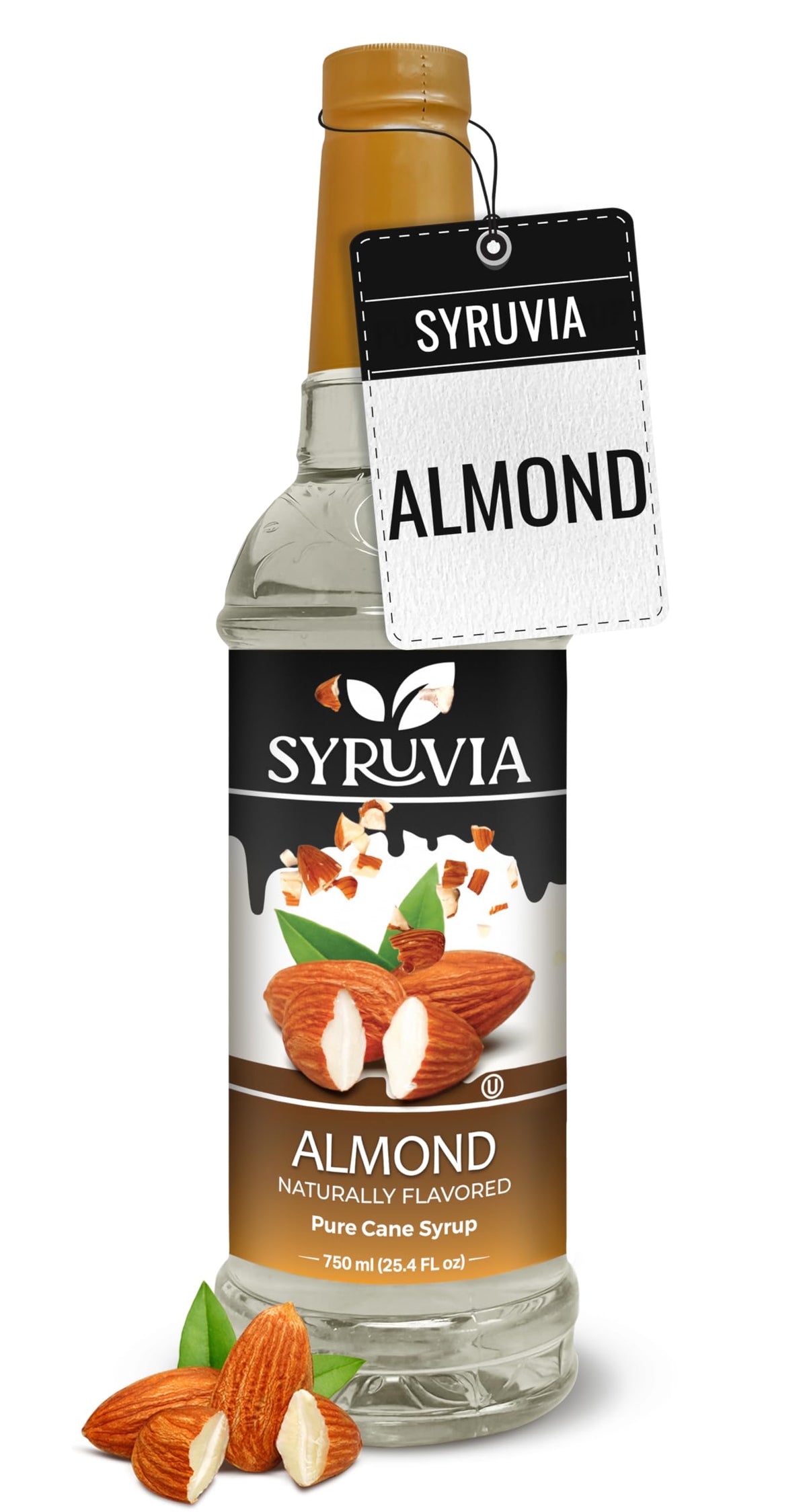 SYRUVIA Almond Syrup bottle with rich almond aroma for drinks and desserts