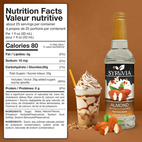 SYRUVIA Almond Syrup in coffee enhances aroma and sweetness