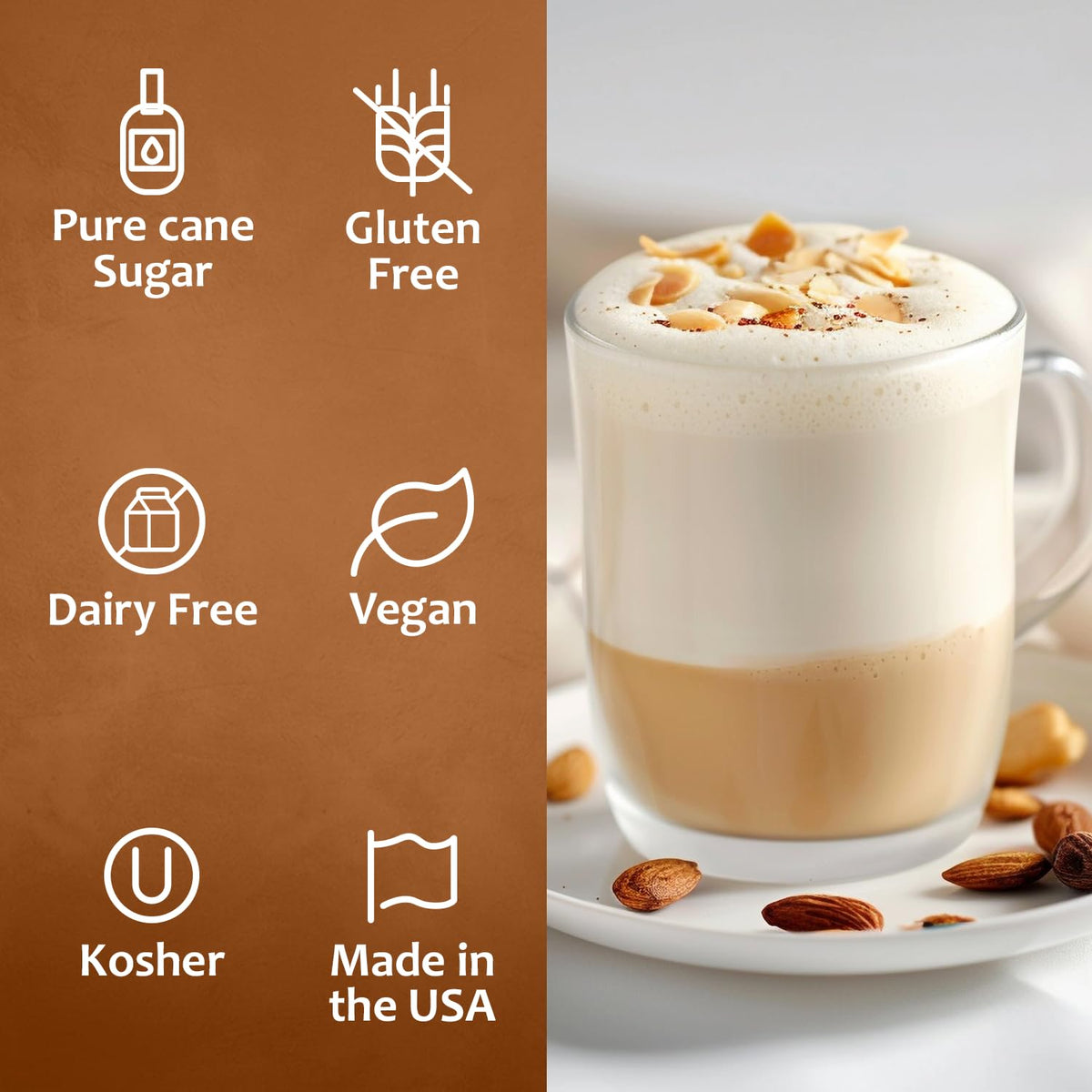 SYRUVIA Almond Syrup drizzle on dessert adds roasted almond notes