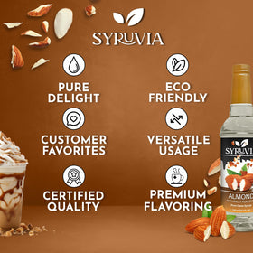 SYRUVIA Almond Syrup atop a latte boosts flavor and aroma
