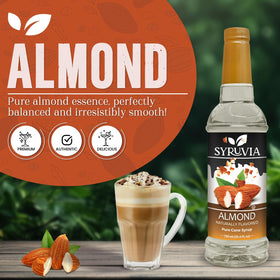 SYRUVIA Almond Syrup pour shows smooth texture for flavorful beverages