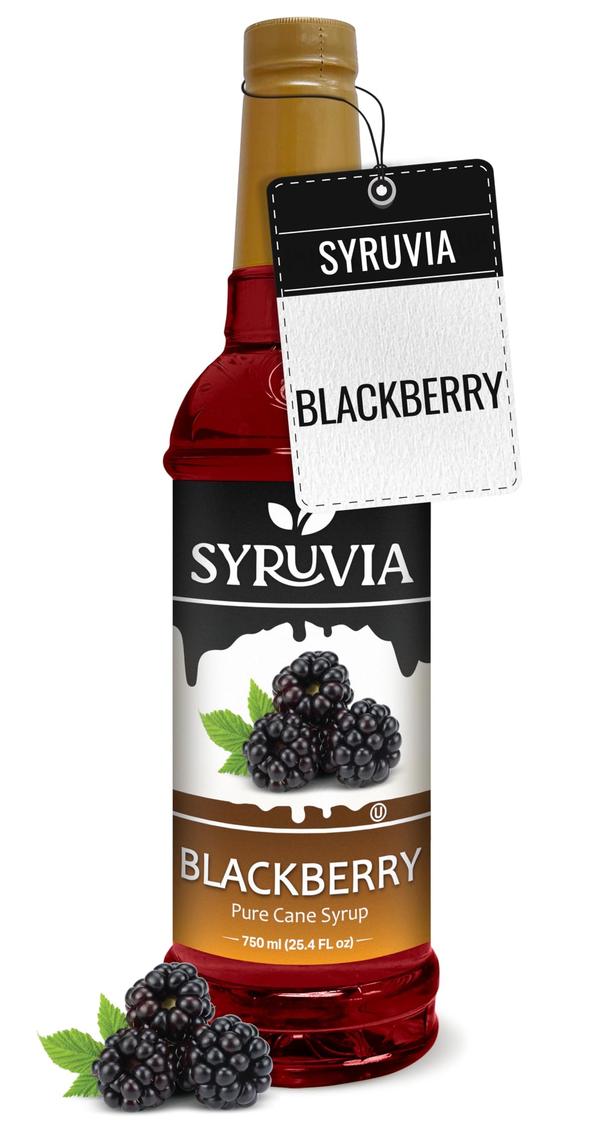 Syruvia Blackberry Syrup bottle showcasing bold flavor for drinks and desserts