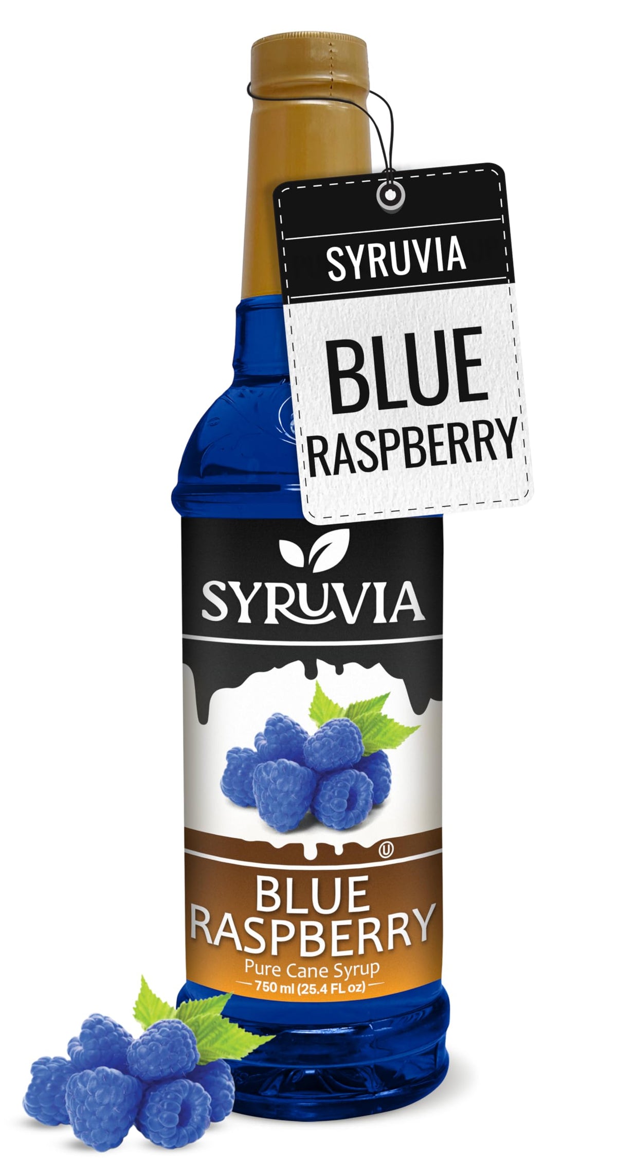 SYRUVIA Blue Raspberry Syrup bottle for vibrant drinks and desserts.