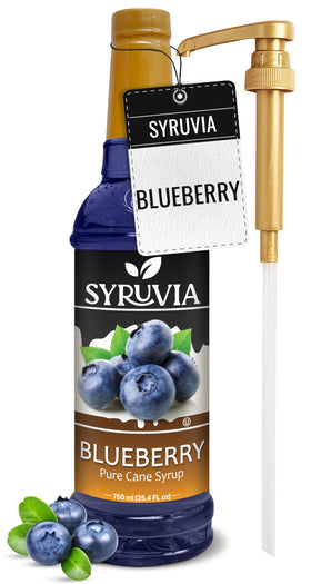 SYRUVIA Blueberry Syrup bottle pump for easy pour in cocktails.
