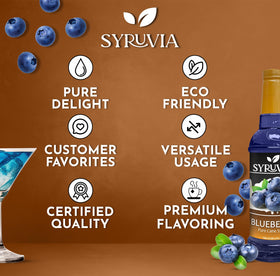 SYRUVIA Blueberry Syrup dessert-topping adds fruity flair to desserts.
