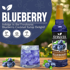 syruvia Blueberry Syrup being poured into a glass for a drink