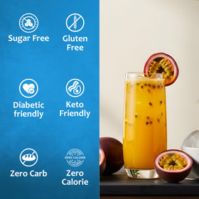 SYRUVIA bottle label close-up highlighting sugar-free, kosher-certified quality