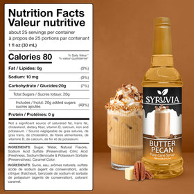 SYRUVIA Butter Pecan Syrup in a coffee cup ready to enjoy aroma.
