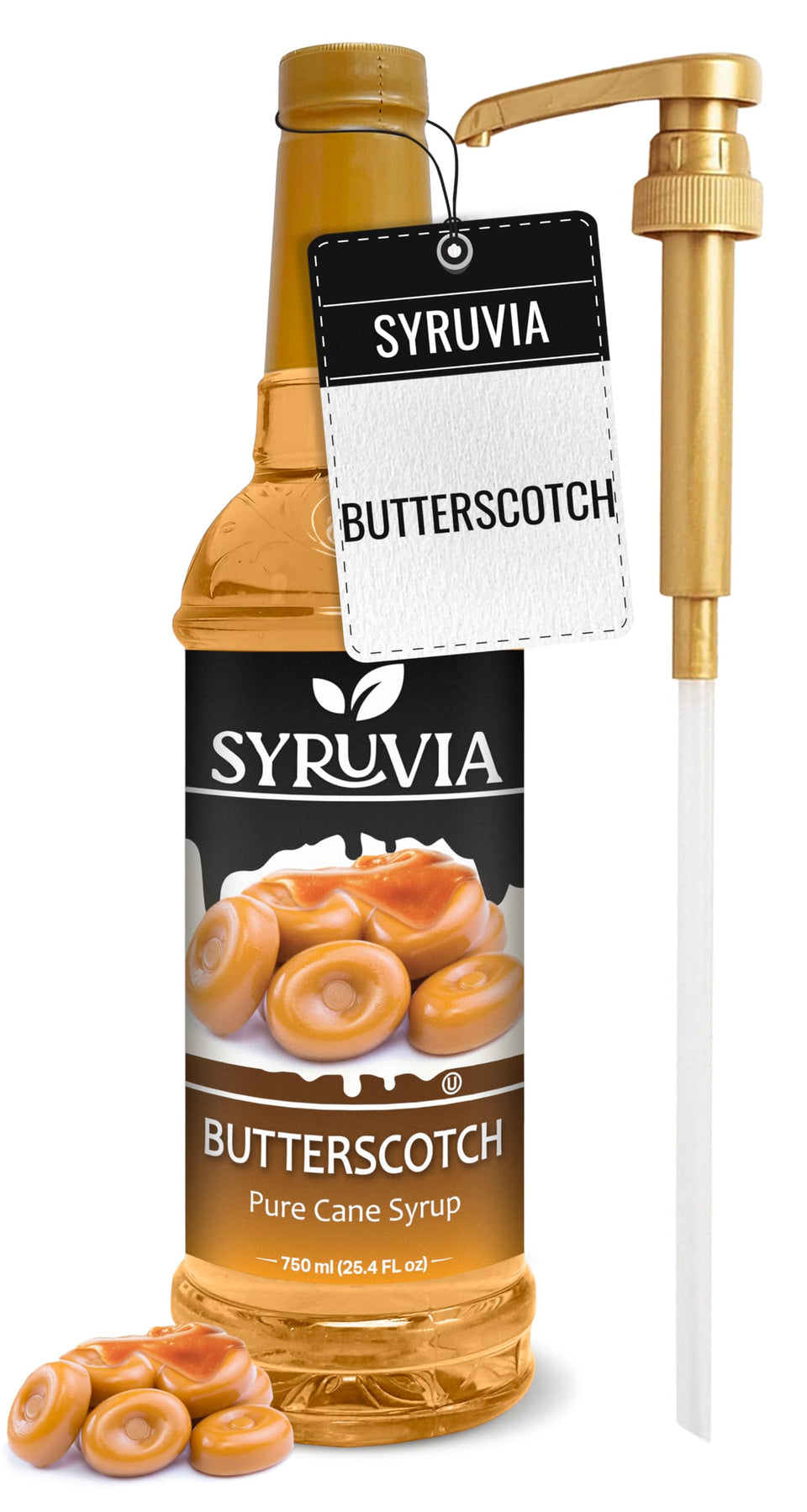 SYRUVIA Butterscotch Coffee Syrup bottle for rich flavor in beverages