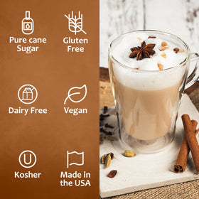 Dessert drizzle with SYRUVIA chai syrup adds spice.