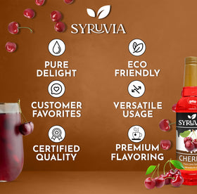 SYRUVIA Cherry Syrup mixed into a cocktail for balanced cherry notes.
