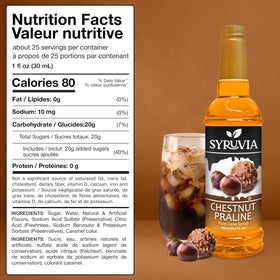 Syruvia Chestnut Praline syrup latte scene showing rich flavor addition.