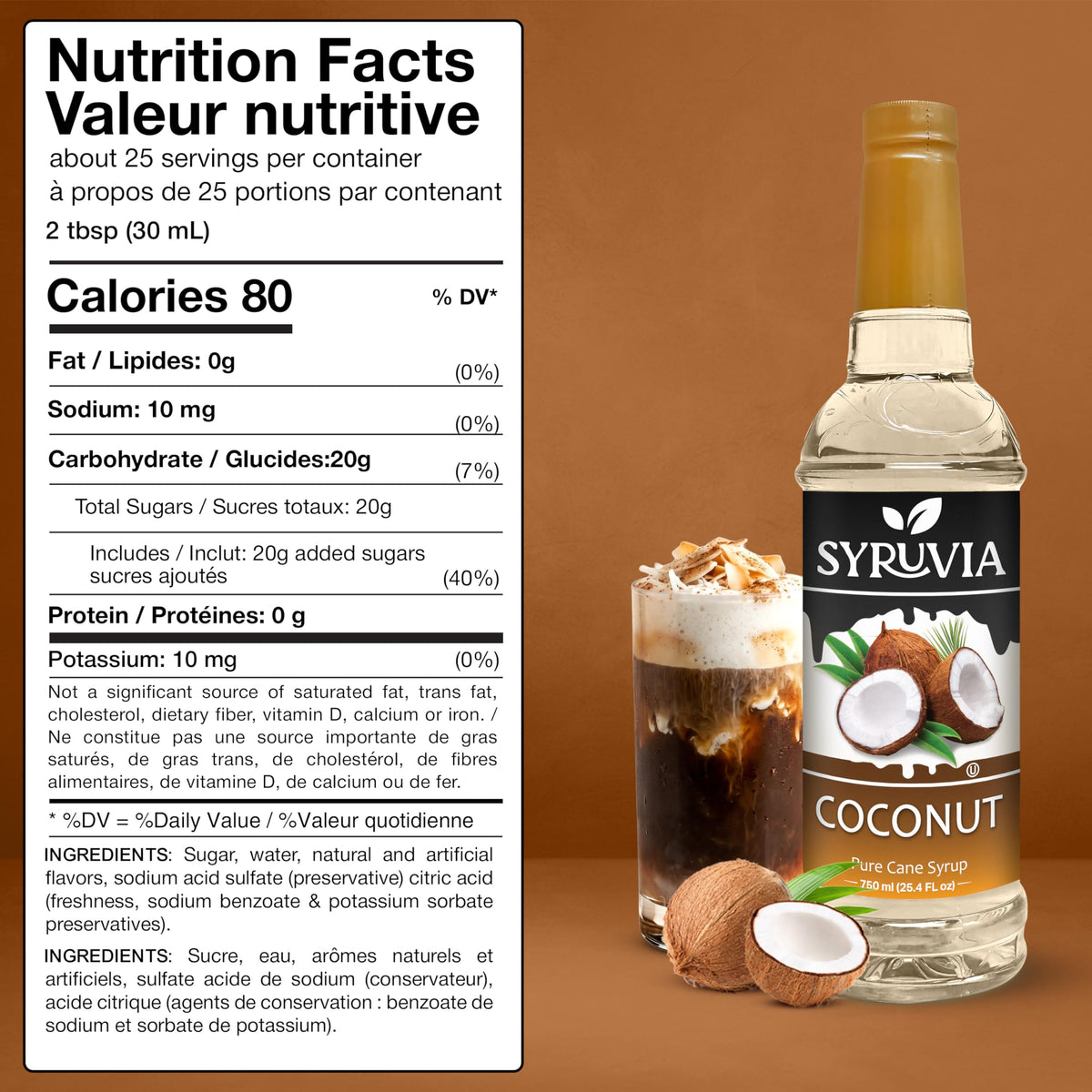 SYRUVIA Coconut Syrup creates dessert sauces and shakes with island notes.