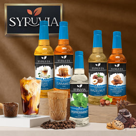 SYRUVIA coffee desserts syrup used in shakes and oatmeal for flavor variety.