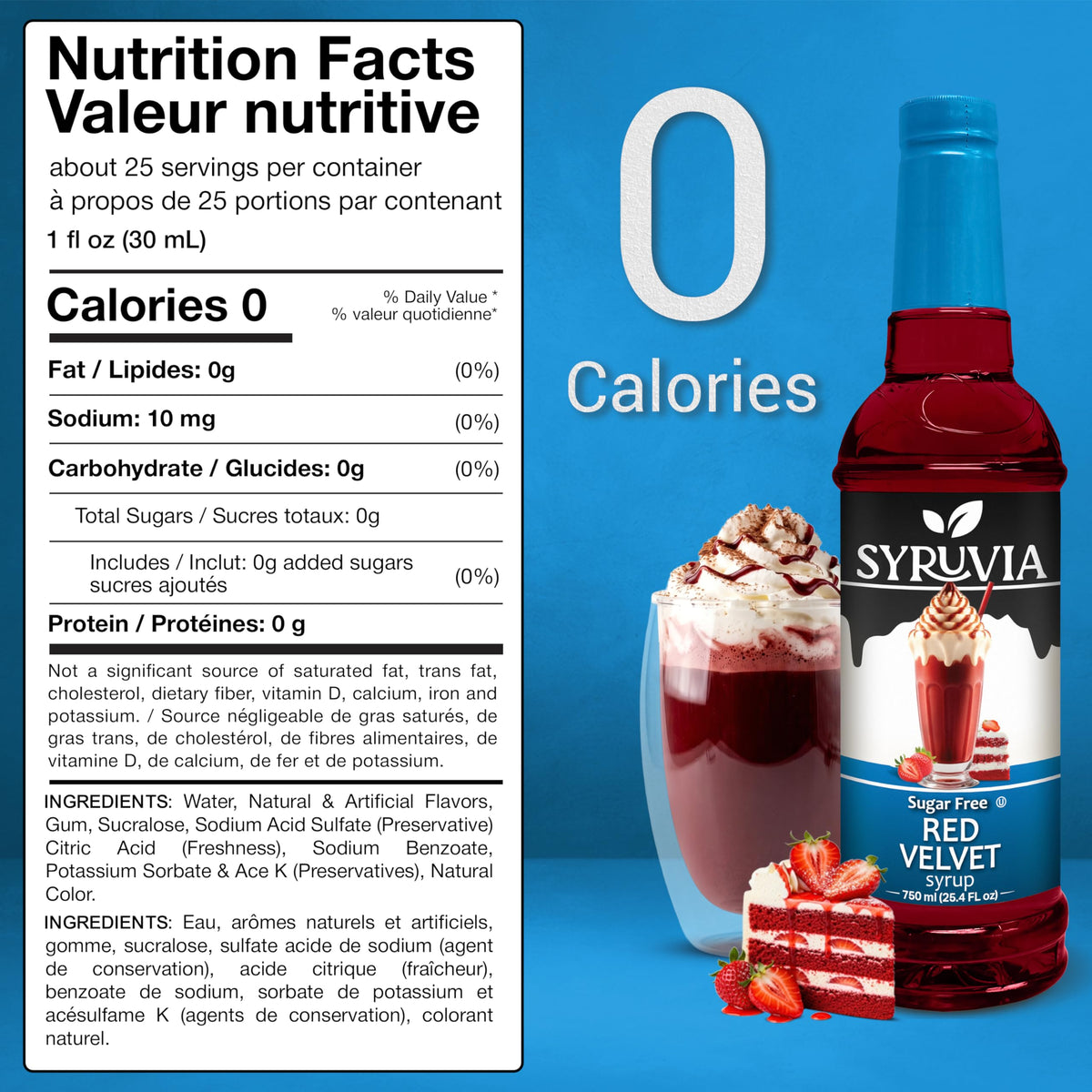 SYRUVIA Coffee Latte Glass highlights indulgent Red Velvet flavor in a cafe-style drink