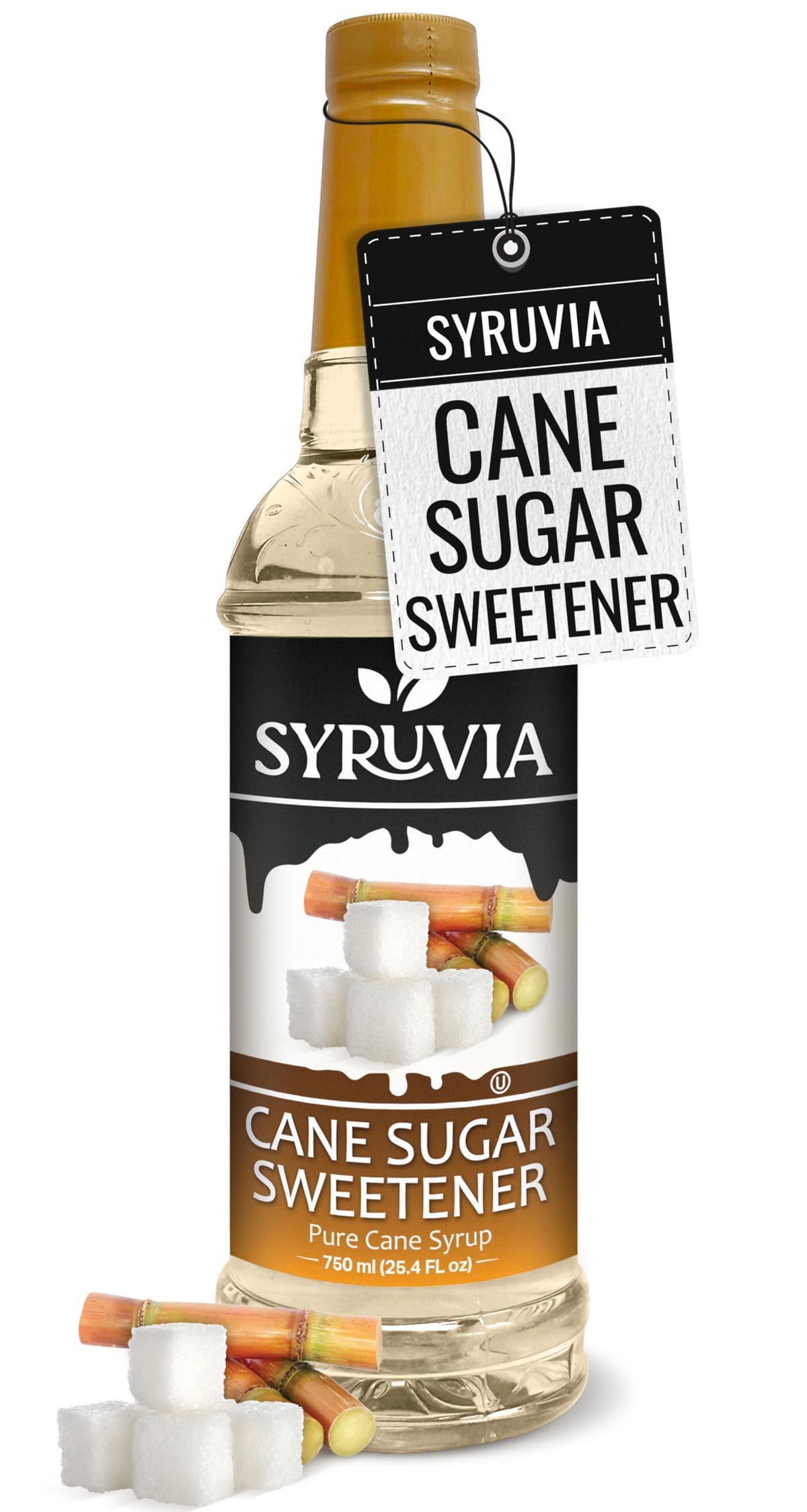 SYRUVIA Coffee Syrup bottle pour elevating a latte.
