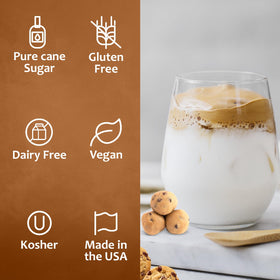 SYRUVIA syrup drizzle on dessert adds rich cookie dough flavor