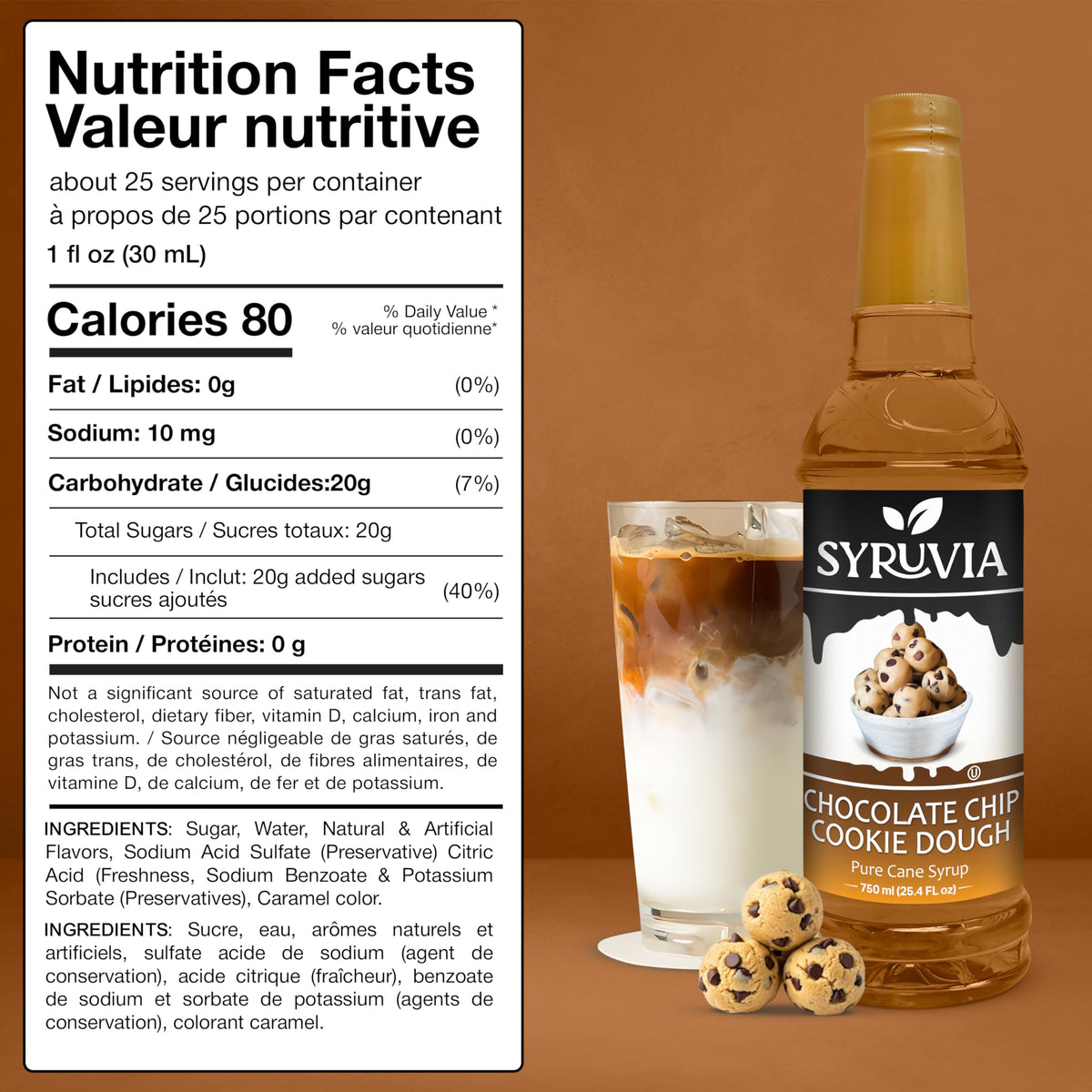 SYRUVIA latte syrup creates creamy coffee with cookie dough notes