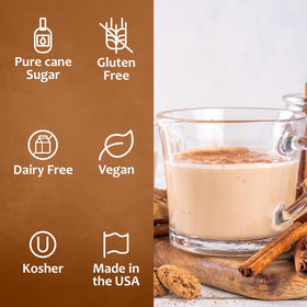 SYRUVIA bottle pour image showcases versatile uses in desserts and shakes.
