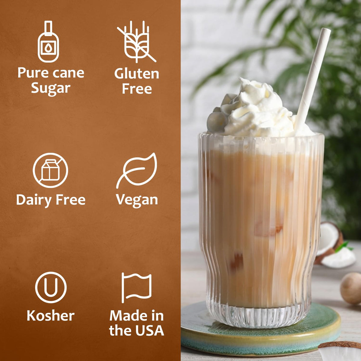 SYRUVIA Coconut Syrup on a dessert for added flavor.